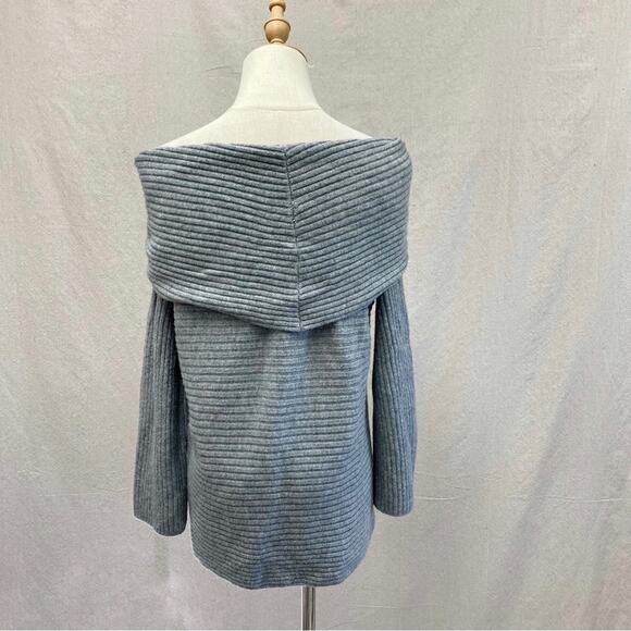 Lou & Grey gray ribbed off the shoulder soft sweater Size Small tunic length - Picture 8 of 12